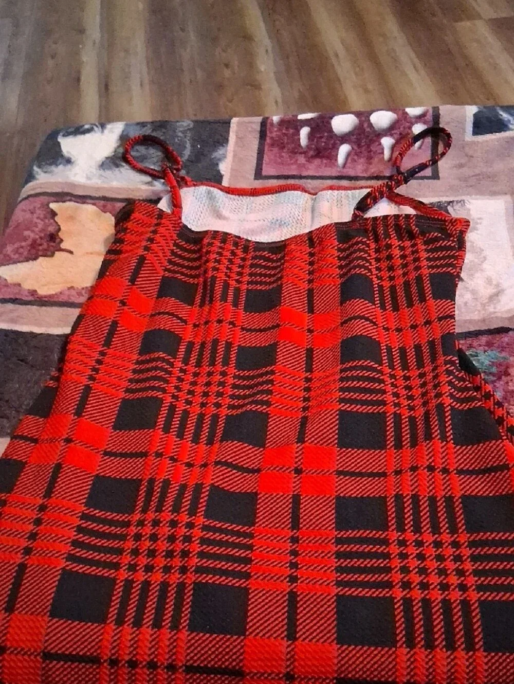 SHEIN Red and Black Plaid Pencil Skirt